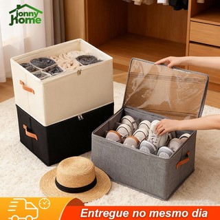 Caixa Organizadora 6 Pares de Sapato Dobrável com Tampa Transparente e Divisórias,43x32x3…