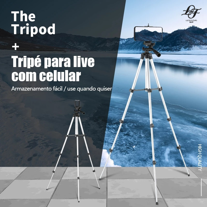 Tripé Universal Profissional com Nível | Altura de 1,02m para Câmera e Celular | Pronta Entrega para Suas Fotos e Vídeos