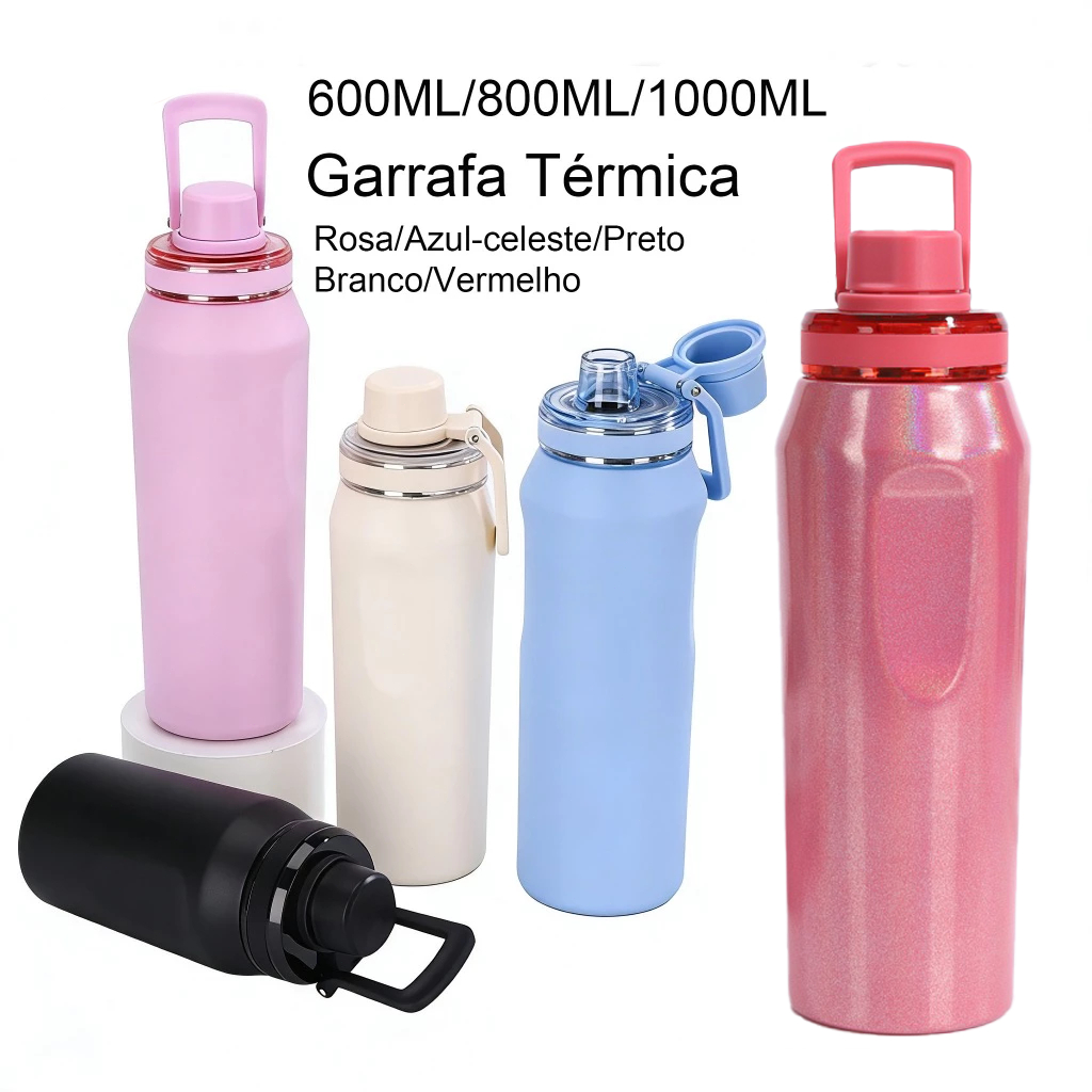 Garrafa Térmica 600ml/800ml/1000ml Garrafa Espacial Quente & Frio Com Isolamento De Inox Grande Capacidade