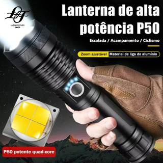 Lanterna Potente Recarregável com Zoom de Feixe Ajustável Super Brilho para Camping e Emergencia