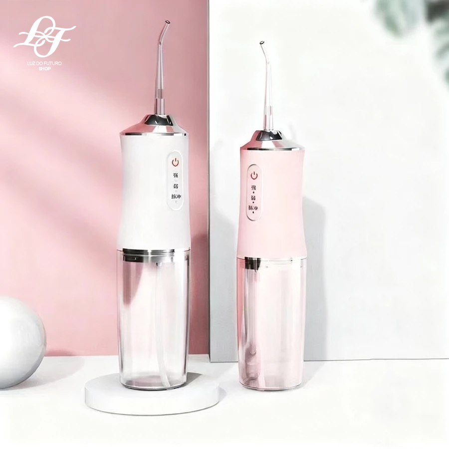 Irrigador Dental Oral Recarregavél 220ml Higiene Limpeza Bucal Portátil Limpador de Dente
