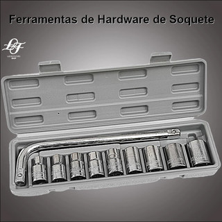 KIT10 Ferramentas c/10 Peças Chave L Soquete De Boca com Estojo