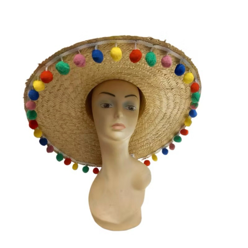 CHAPÉU MEXICANO LUXO DE PALHA COM BOLINHAS COLORIDAS | FANTASIA | CARNAVAL