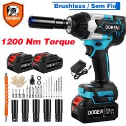 Chave de Impacto Brushless 1200N.m - 3 em 1 | Com Jogo de Soquetes | Sem Fio +2 Baterias DOBEVI