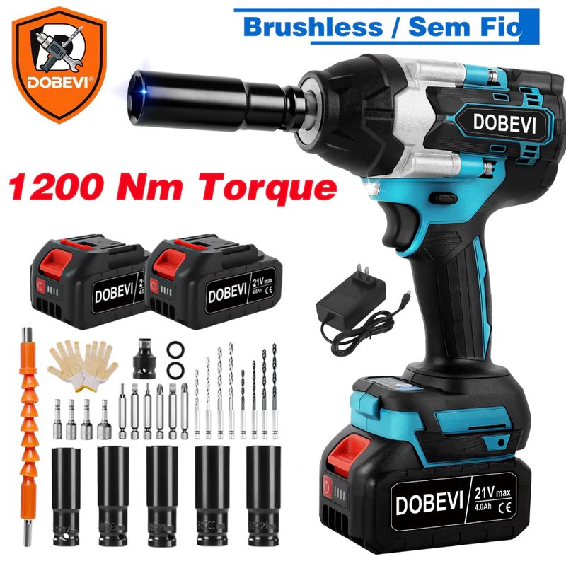 Chave de Impacto Sem Fio Dobevi 1200N.m 3 em 1