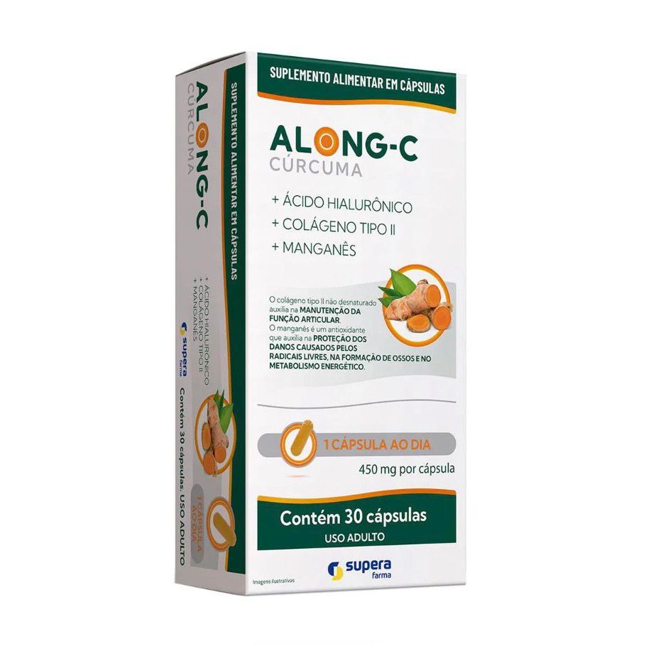 ALONG-C Colageno tipo||+Cúrcuma+Ácido Hialurônico c/30 cápsulas