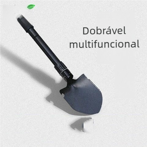 Pá Portátil Dobrável Militar - Multi-função Emergência e Acampamento, Compatível com Mochila de Aventura!