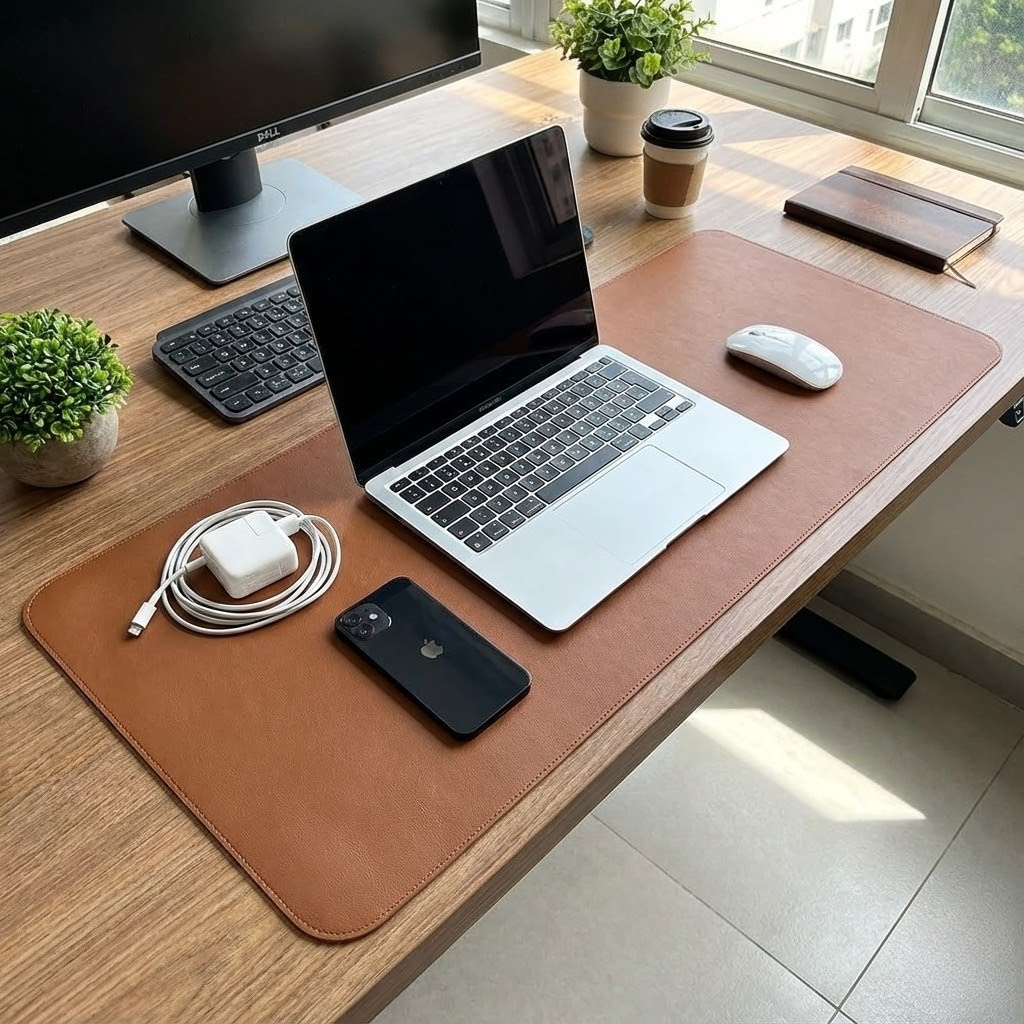 Desk Pad Gigante Couro Borda Costurada Tapete de Mesa em Oferta na Shopee
