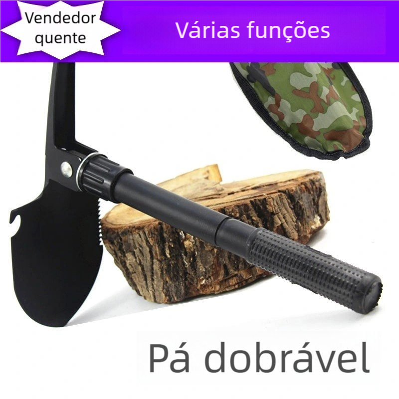 Pá Portátil Multi-função Militar - Dobrável para Emergência, Acampamento e Sobrevivência