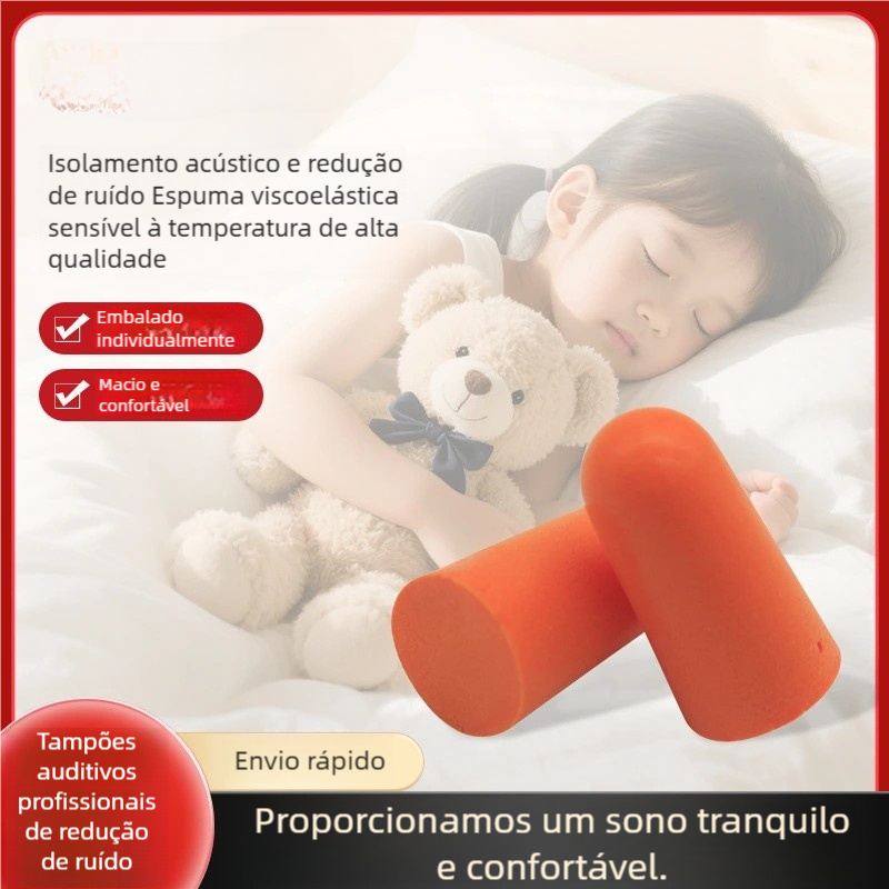 Kit 5 Tampões de Ouvido Espuma – Sem Cordão, Abafador Auricular para Dormir