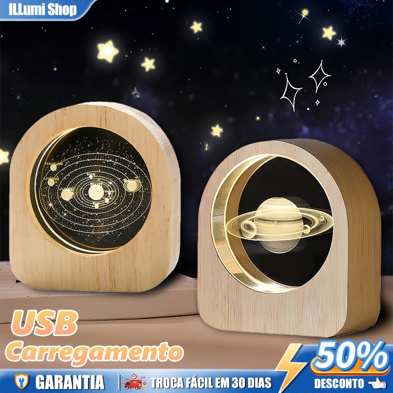 Luminária Bola de Cristal Led de Mesa,Base Madeira Base Madeira Decoração Enfeite Leitura,Presente em Oferta na Shopee