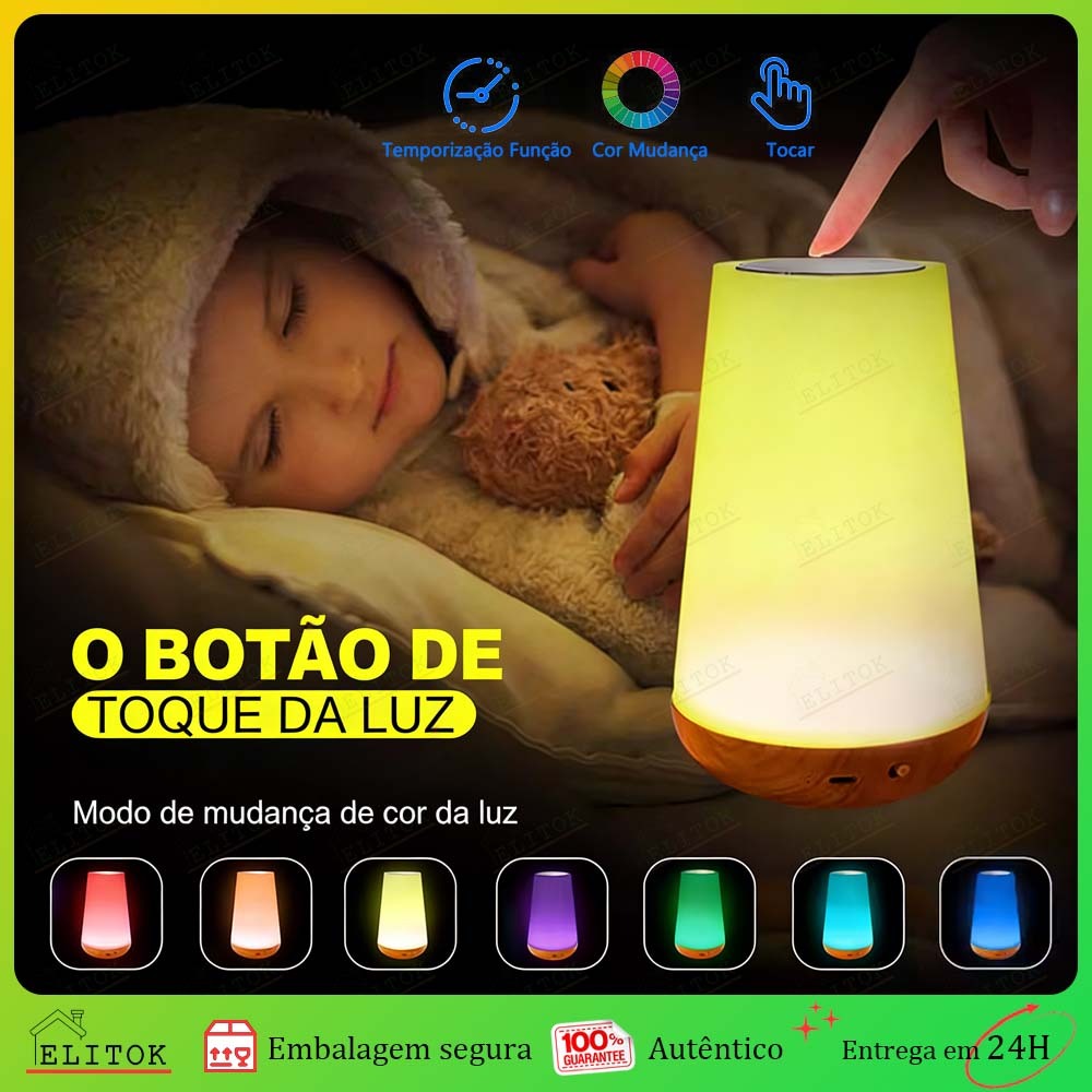 Luminária Luz Noturna De Controle Remoto Com Toque De Recarregável  13 Cores Temporizador Programável em Oferta na Shopee