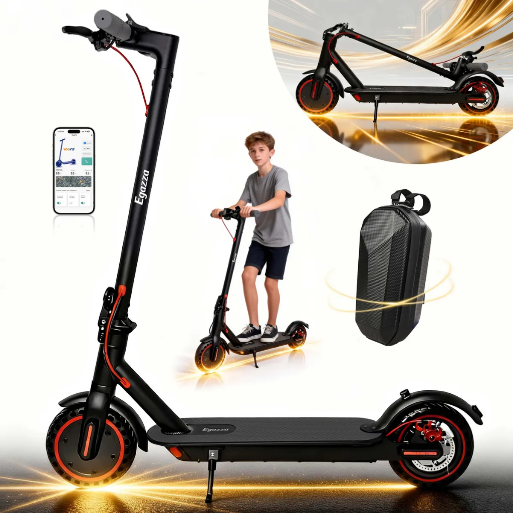 Egazza Patinete elétrico Scooter Profissional Dobrável 8,5 polegadas com Bluetooth e LED 500W，Ação 30km/h Com Bolsa