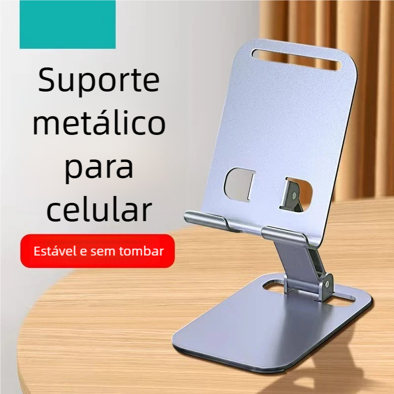 Suporte de Mesa para Smartphone e Tablet - Alumínio 360º Base Rotatória Ajustável