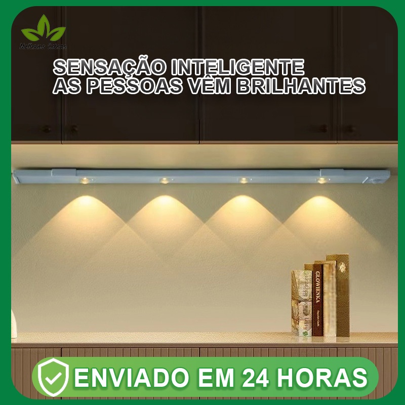 60cm Ultra Fina Diodo Emissor de Luz Recarregavel Led para Armário Sensor Movimento Luminaria Elegante
