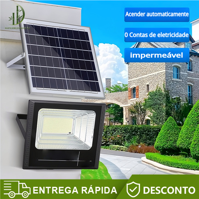 Refletor Solar Led Holofote 100w Placa Separada Bateria Prova D'água em Oferta na Shopee