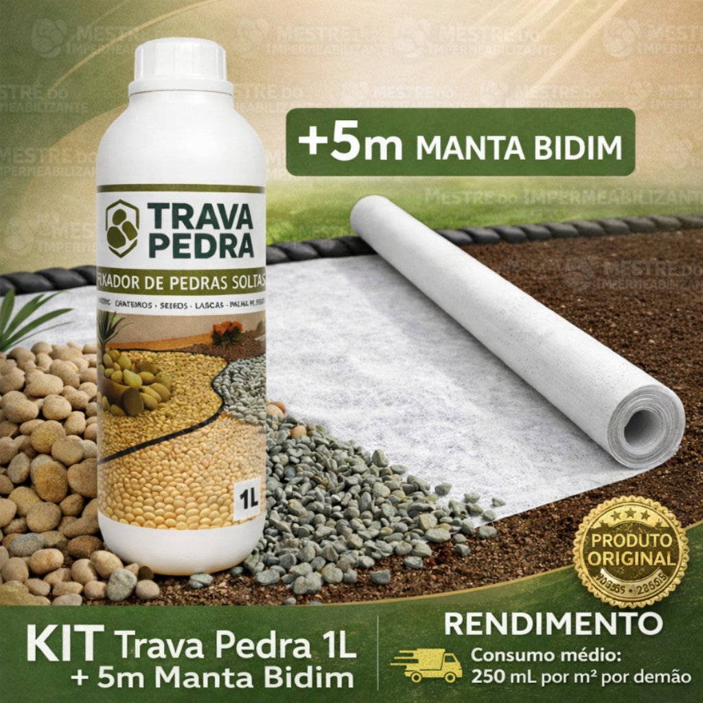 Kit Fixador de Pedras 1L + 5m de Manta Bidim | Acabamento Perfeito no Paisagismo
