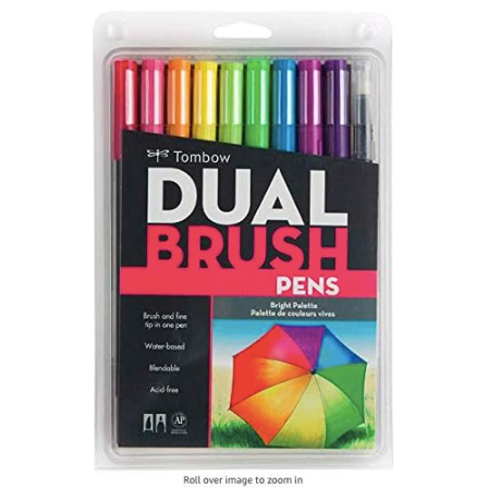 Tombow, Dual Brush - Cor Bright, Caneta Dual Brush 10 cores