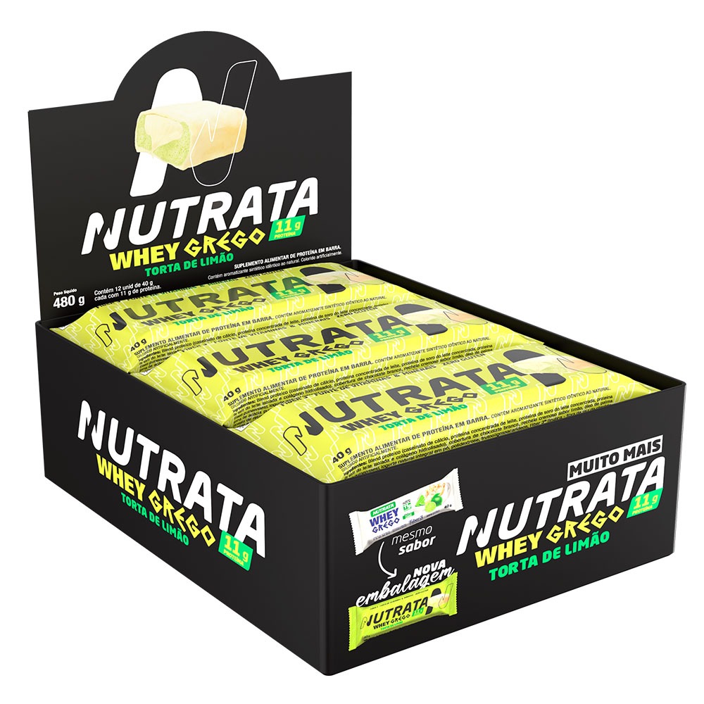 Whey Grego Bar 12Un 40g Sabor Torta De Limão - Nutrata em Oferta na Shopee