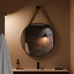 Espelho Grande Moderno De Parede Antigo - 60cm Redondo para Quarto Sala Banheiro Lavabo
