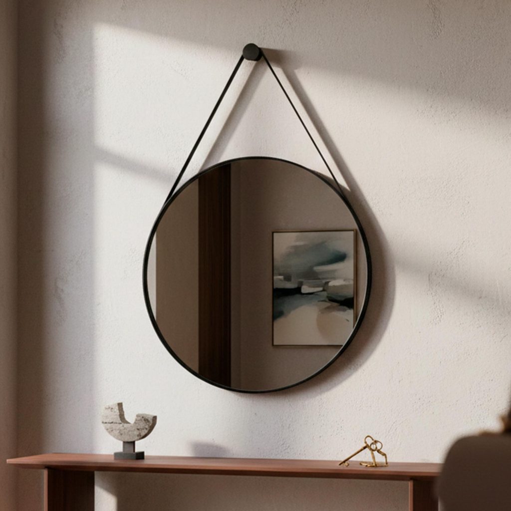 Espelho Decoração Lavabo Organico Redondo 60cm + Suporte em Oferta na Shopee