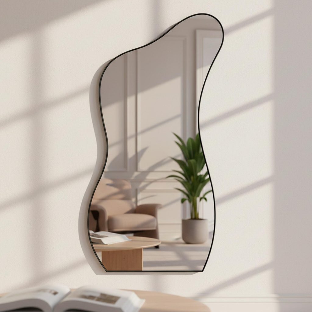 Espelho do Pinterest Corpo Inteiro de chão Moldura Couro 3cm Grande 60x110cm - Mod. Curves em Oferta na Shopee