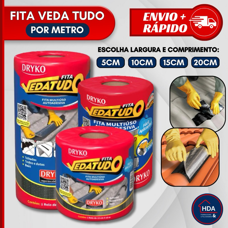 Fita Manta Aluminio Vedação Veda Tudo Trincas Laje Telhado Telhas 5cm 10cm 15cm ou 20cm POR METRO em Oferta na Shopee