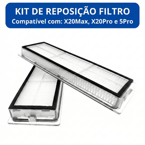 Kit 2 Filtros HEPA para Robô Aspirador Compatível com X20 Max X20 Pro 5 Pro