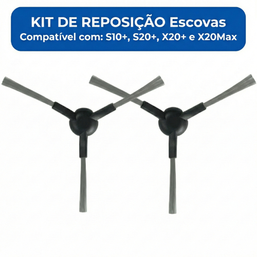 Par Escovas Laterais Compatível Xiaomi Robô Aspirador S10+ S20+ X10+ X20+