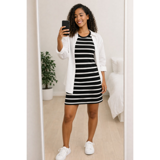 Vestido Listrado Tubinho Verão Canelado Ribana em Oferta na Shopee