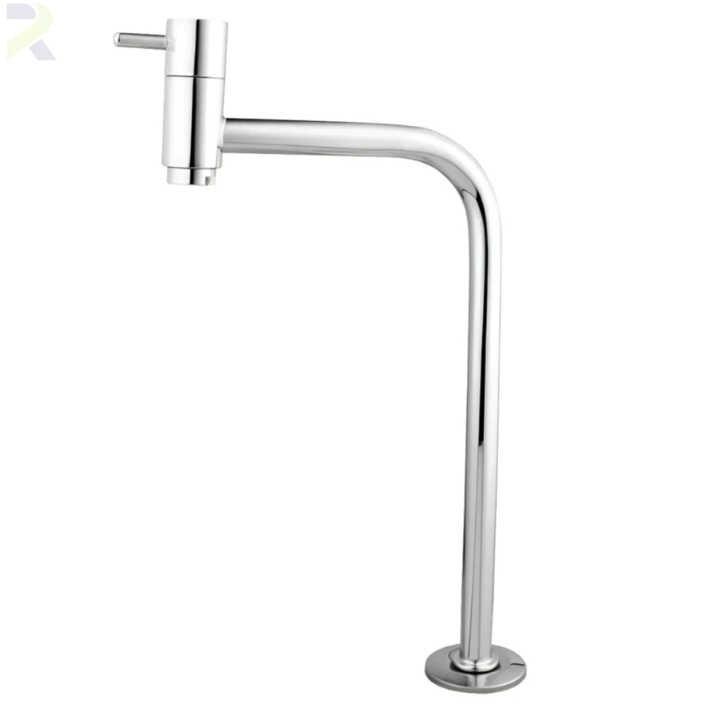 Torneira Banheiro Inox Lavatório Link Bica Alta 1/4 Volta 90° Graus Cromada Inox Cuba Sobrepor 5/8