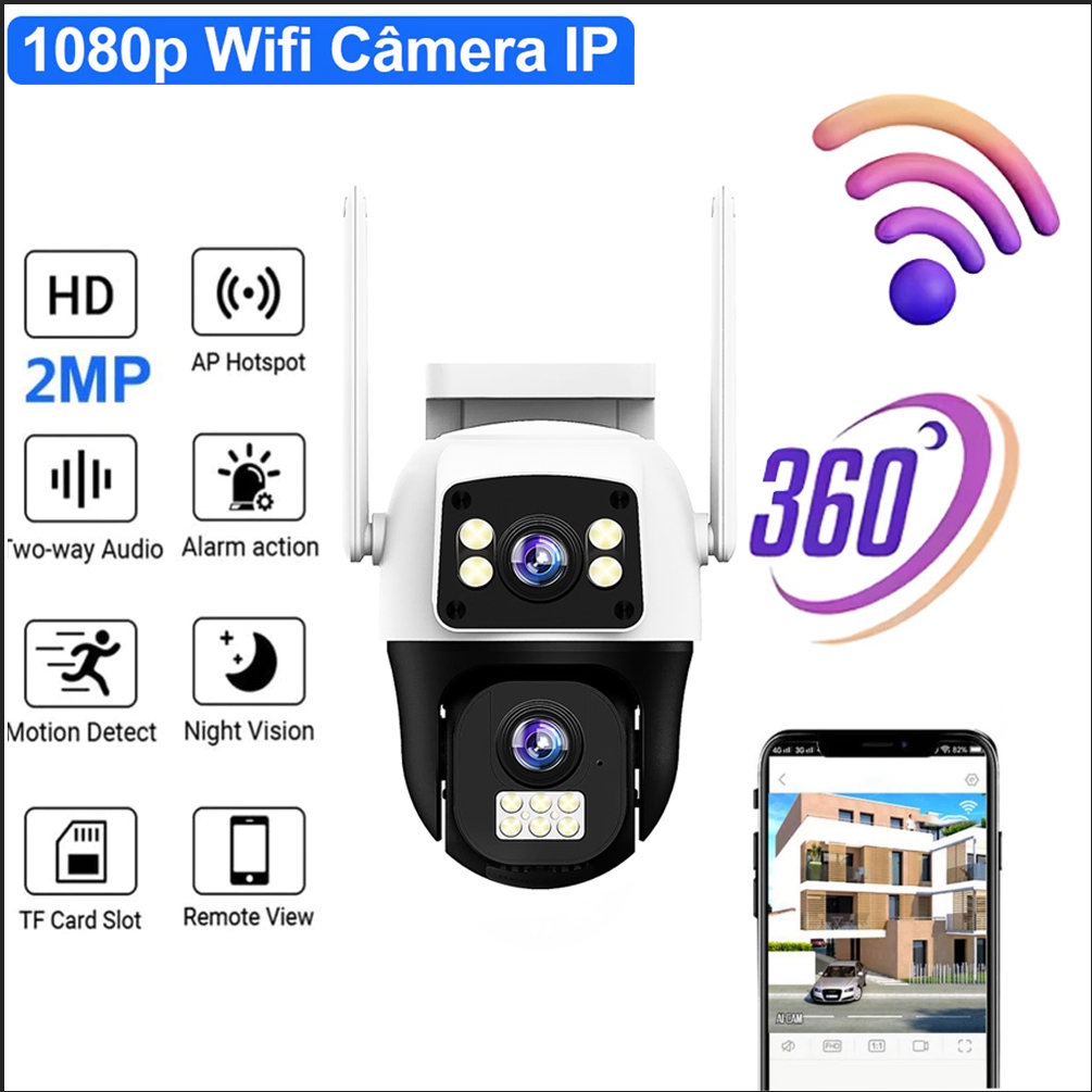 1 milhão de pixels Câmera de rede sem fio SC11 à prova d'água com visão noturna, 360° em Oferta na Shopee