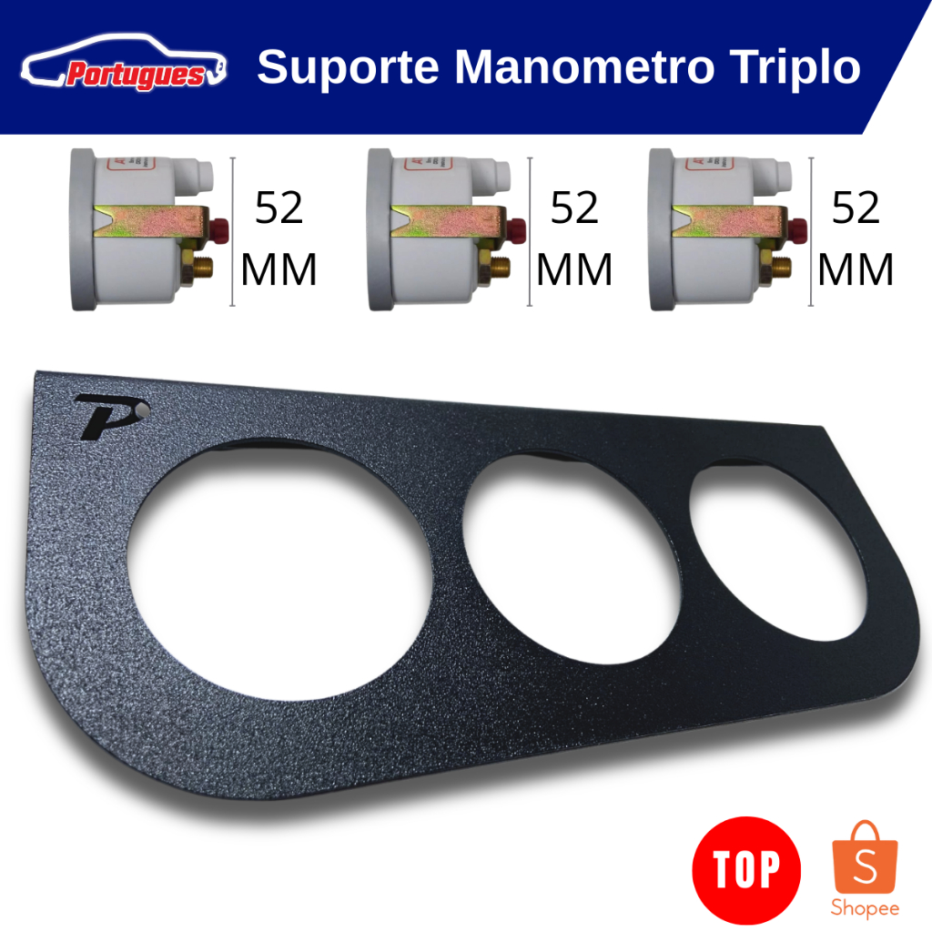 Suporte 3 Relógios Manometros 52mm Universal Pintura Eletrostatica texturizada em Oferta na Shopee