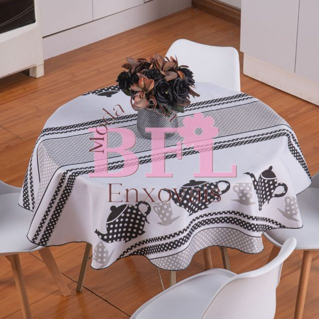 Toalha De Mesa Redonda Estampada Cozinha 140 x 140 Cm - Casa Decoração