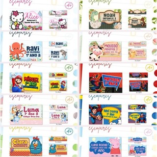 ENVIO RÁPIDO - Kit Etiquetas Escolares Escolar Personalizada Volta às aulas Vários Personagens