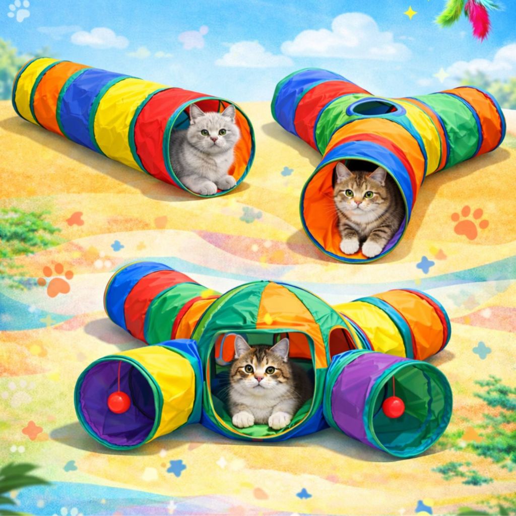 Túnel para Gatos Labirinto Dobrável Colorido | Brinquedo…