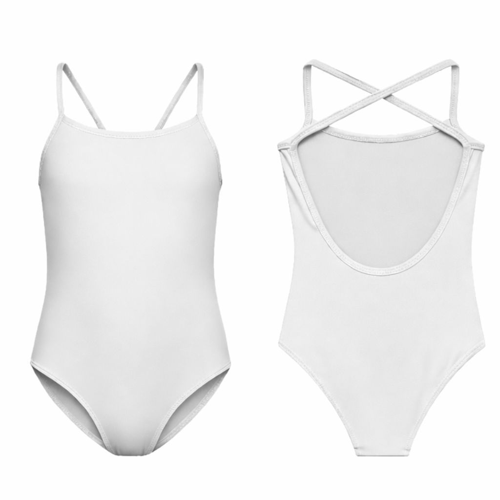 Collant Clássico Colorido Ballet Infantil Alça Cruzada Até 12 Anos