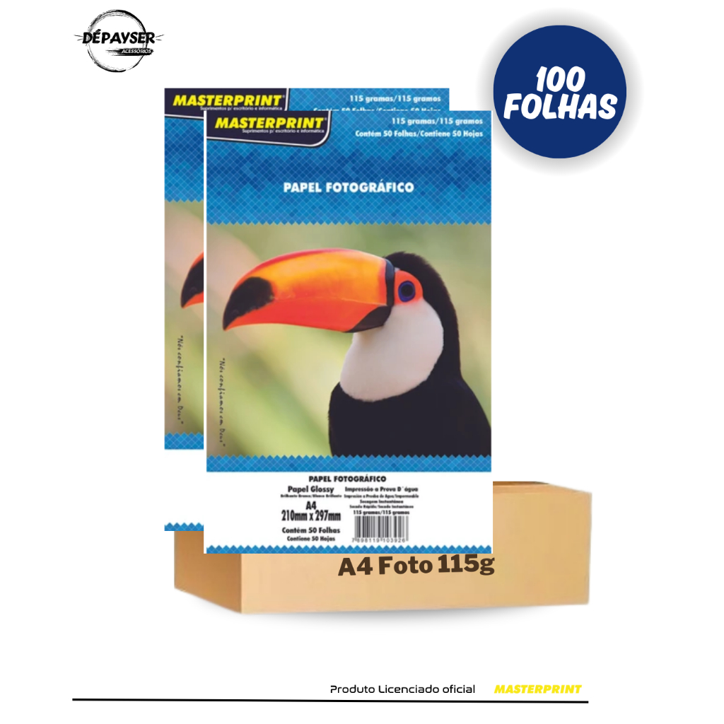 100 Folhas Papel Foto Glossy 115g Brilho Prova D'água A4 em Oferta na Shopee