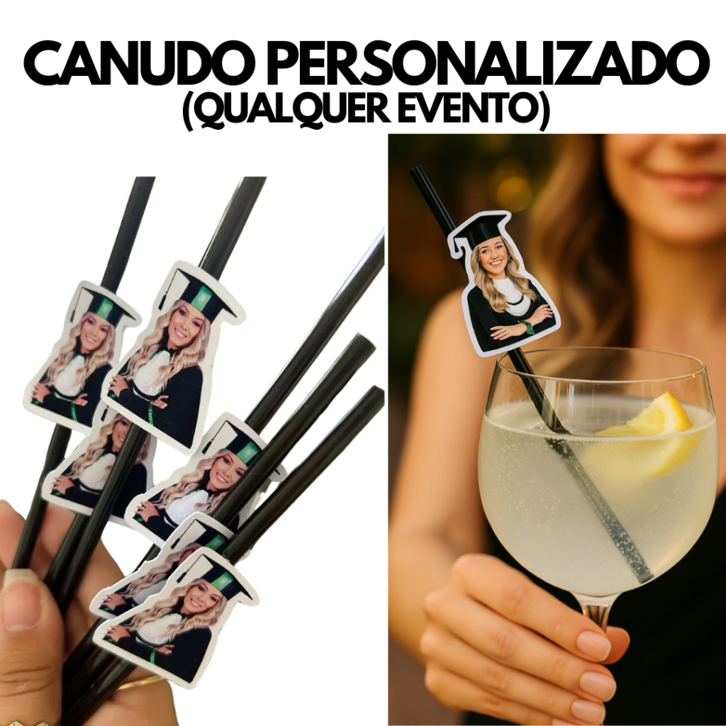 Canudo Personalizado com Foto, Formatura, Casamento, Aniversario