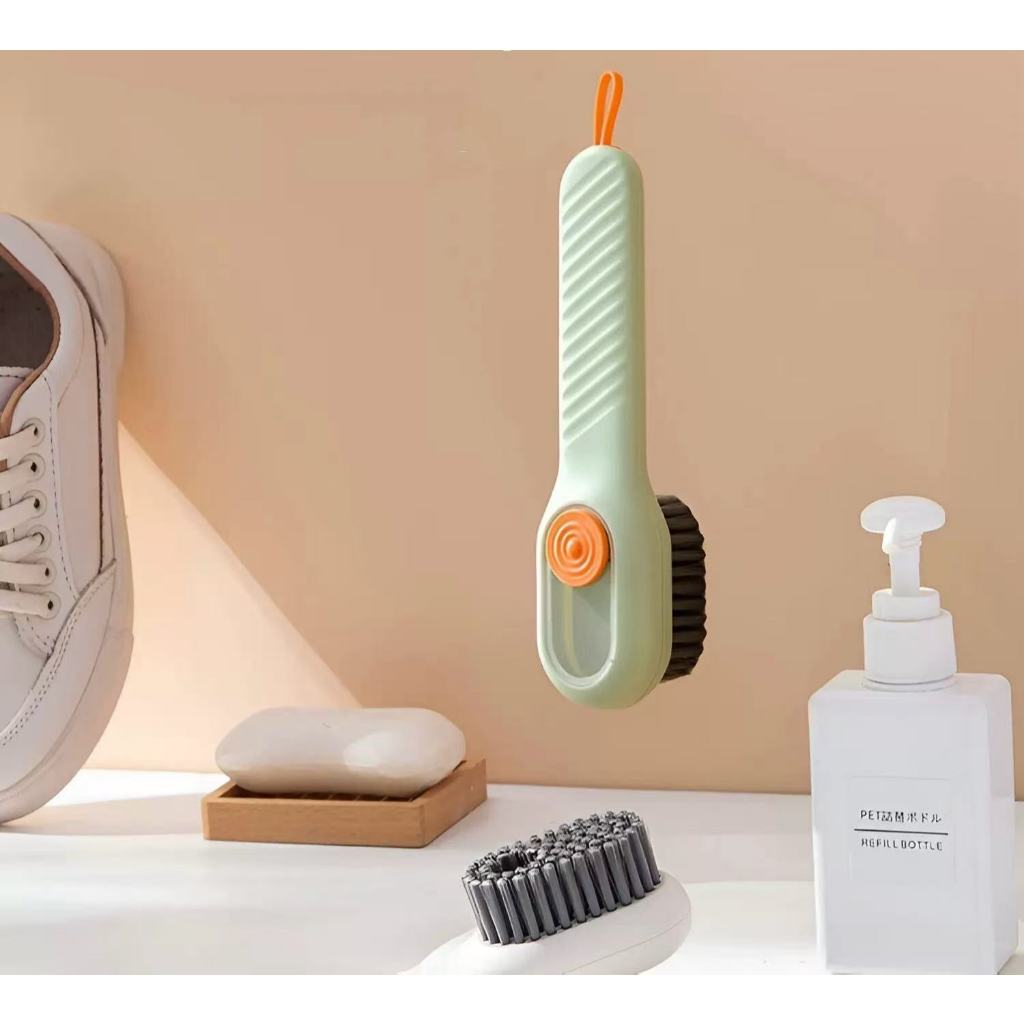 kit 2 Escova Limpa Sapato Tenis Boné Roupa Com Dispenser Reservatório Sabão Portatil WL-2298