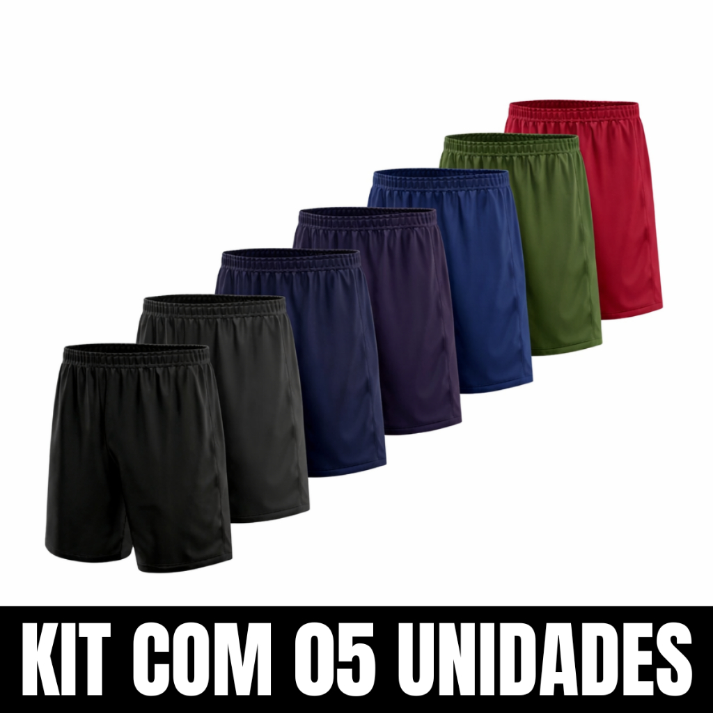 Kit 5 Bermuda Masculina Short Calção Futebol Academia Praia Caminhada Lazer Cores Sortidas