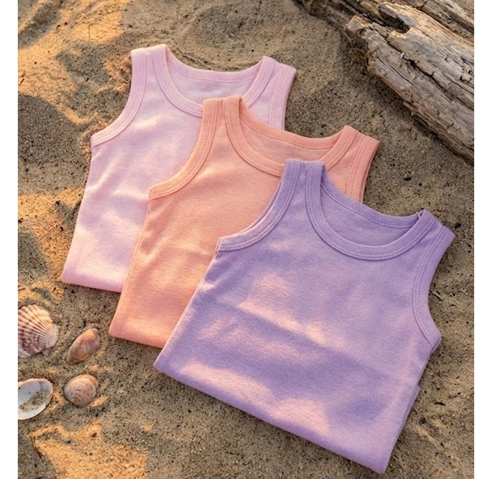 Camiseta Infantil Regata Lisa Confortável kit 3 Camisetas Básica Lindas Cores