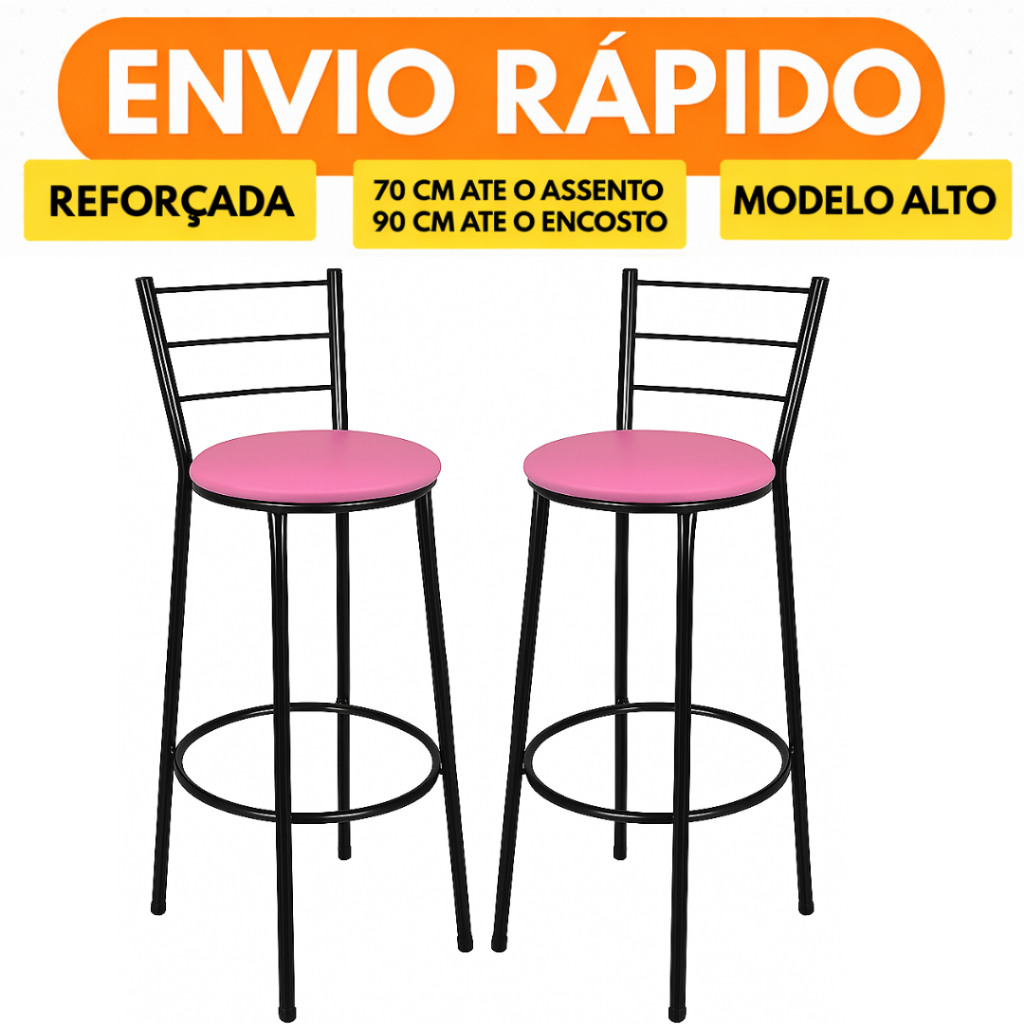 KIT 2 Banquetas Alta Rosa Delicada Feminina Area Interna e Externa em Oferta na Shopee