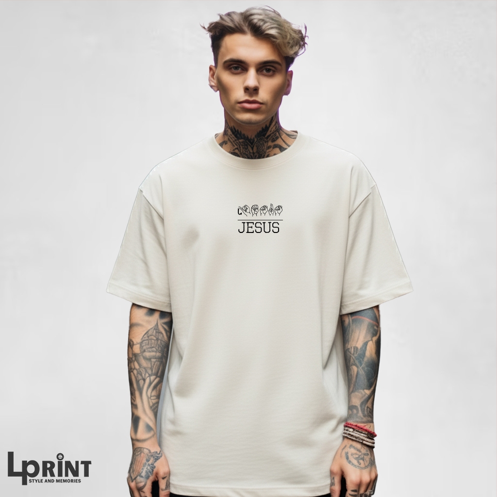 Camiseta Oversized JESUS LIBRAS Masculina Premium 100% Algodão Streetwear Estilo Casual Caimento Perfeito