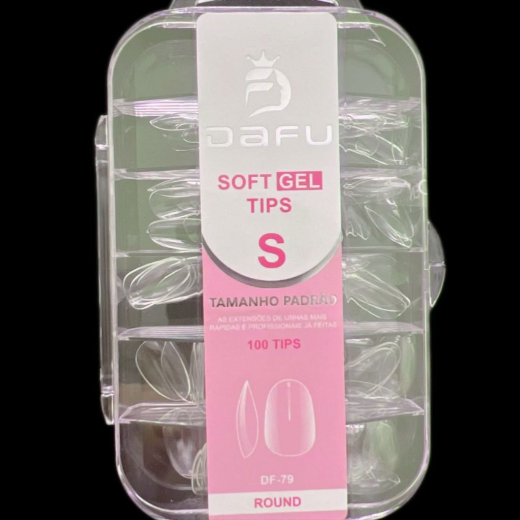 kit Unhas Postiças dafu Soft Gel Transparente 100 Unid Bailarina com box em Oferta na Shopee