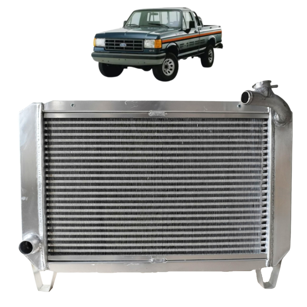 RADIADOR DE ÁGUA ALUMÍNIO TUBULAR REFORÇADO COMPATÍVEL COM FORD F1000 MWM – 1992 EM DIANTE (BOCAL TORTO)