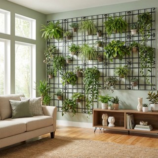Painel Modular 50x50cm Ferro/Metal Jardim Vertical Decoração Sala Suporte Parede Flores Plantas em Oferta na Shopee
