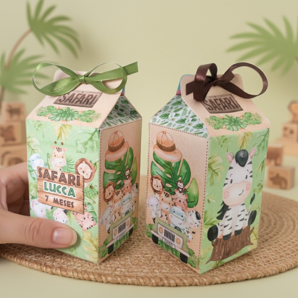 20 Caixinhas Milk Personalizadas Festa Safari em Oferta na Shopee