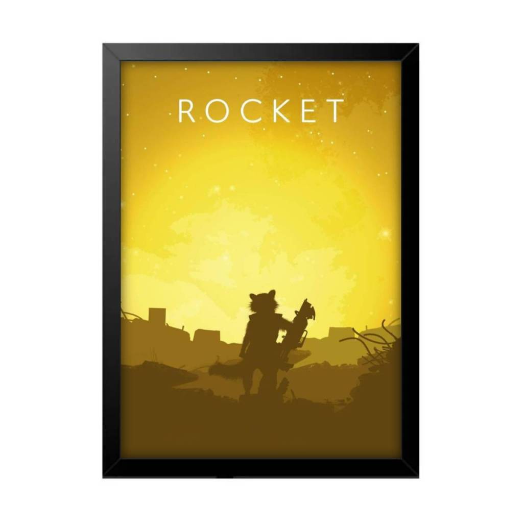 Quadro Decorativo Poster Filme Rocket Marvel Vingadores Quarto Sala Escritório
