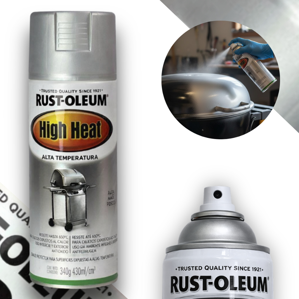 Spray Alta Temp Churrasqueira 650°c Prata Fosco Rust Oleum em Oferta na Shopee